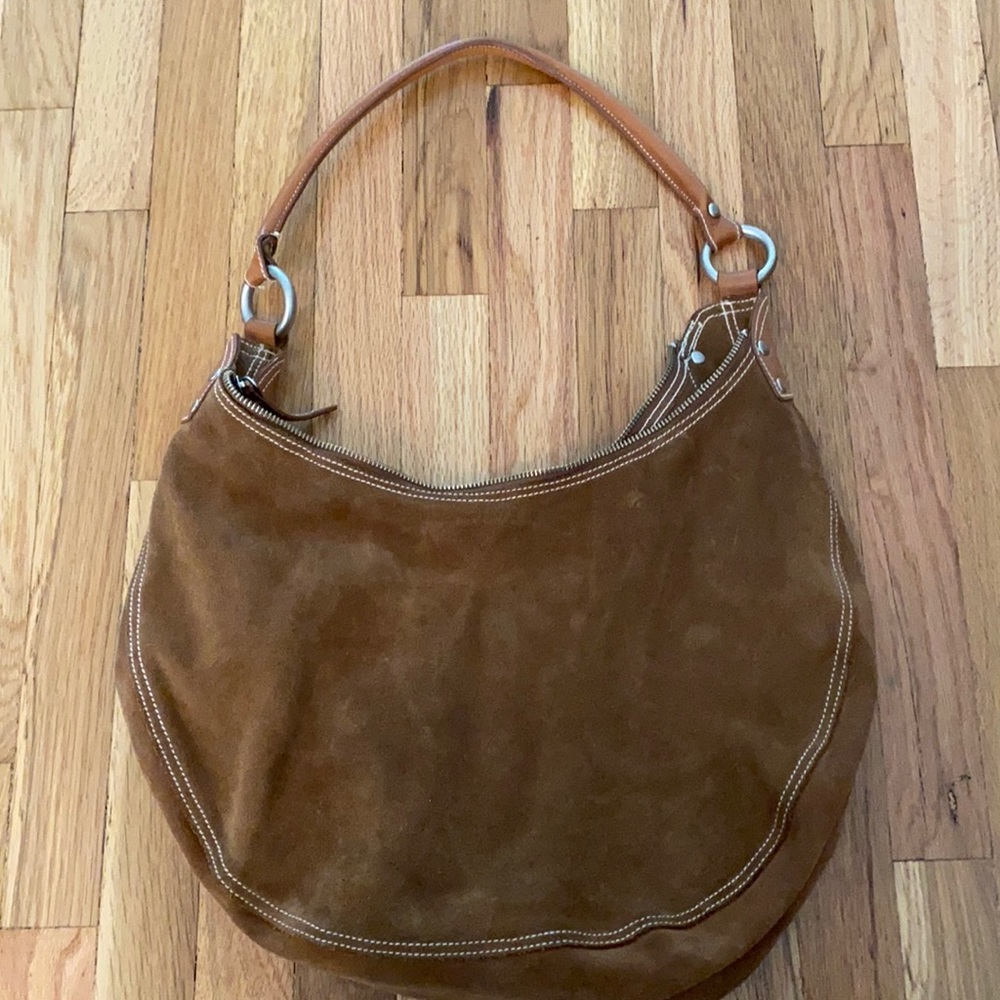 Suede leather boho shoulder bag